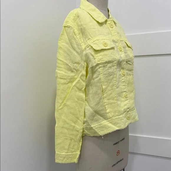 Anthony’s Resort Wear Yellow Linen Lightweight Frayed Edge Button Jacket Sz M - Picture 4 of 14